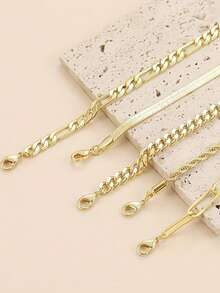 5pcs/Set Flat Snake Chain & Braided Chain Unisex Fashion Casual Bracelets
