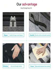 1pc 12-Grid Foldable Under Bed Shoe Storage Organizer, 12 Compartments Dust-Proof Non-Woven Stackable Shoe Box, Space Saving And Sturdy Structure With 2mm Thick Cardboard, Fits High Heels And Gym Shoes, 29.3 Inches