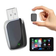 二合一 AI Box Mini 有线转无线适配器，兼容 99% 的车辆、Carplay 和 Android Auto，即插即用 WiFi 智能适配器