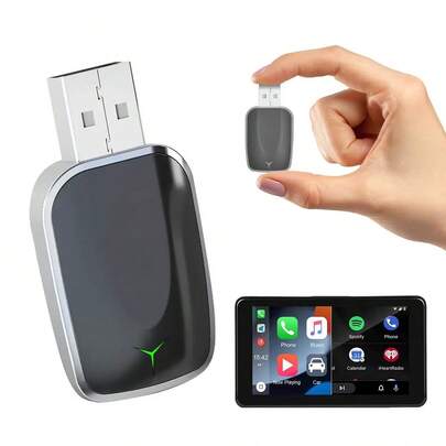 二合一 AI Box Mini 有线转无线适配器，兼容 99% 的车辆、Carplay 和 Android Auto，即插即用 WiFi 智能适配器