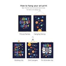 6 件套无框帆布印刷装饰画，星球、太空墙面装饰、宇宙主题、活力宇航员和励志名言艺术，室内家居墙面装饰艺术