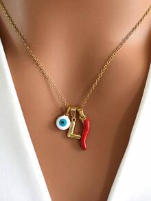 MECYLIFE 1 件 DeSlippersil 的眼睛吊坠 26 个泡泡字母仿珍珠金项链首字母项链适合女士 - 眼睛字母 - 查看 6