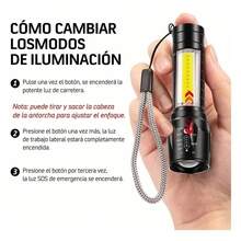 Rechargeable LED Flashlight 10 Pack, Tactical Flashlight With XPE+COB Light, Portable LED Flashlight With 5 Light Modes, Hiking, Running, Emergency Use In Power Outages - Black - View 9