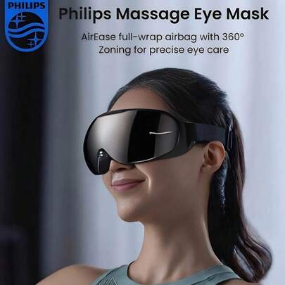 PHILIPS AirEase 360°分区精准眼部护理按摩眼罩，4种主要按摩模式，镂空设计带来舒适的眼部体验
