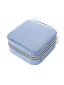 1pc Women Velvet Jewelry Box, Jewelry Storage Case, Travel Jewelry Organizer, Dual-Layer Portable Mini Jewelry Display And Storage Box, Suitable For Earrings, Rings, Necklaces, Bracelets, Nail Art, Mother's Day, Christmas, Halloween Gift For Her For Women Storage Organizer Travel Essentials Back To School Dormitory Storage