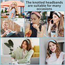 Obeoby 8Pcs Headbands For Women, Fashion Knotted Headband Coffee Series Wide Hairband Girls Hair Accessories