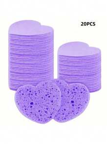 10/20/30/50 Stücke herzförmige komprimierte Gesichts-Reinigungsschwämme, für die Gesichtsreinigung, Massage, Peeling, Gesichtsmaske, Make-up-Entfernung - ultra-weicher exfolierender Make-up-Entferner für tiefe Reinigung, parfümfrei, unisex, Reise-Hautpflege-Grundbedarf, Herzdesign, sanftes Scrub-Material