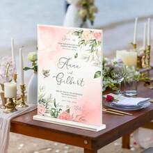 1PC/2PC 亚克力标牌架，双面标牌架，8.5 X 11 立式塑料标牌架，桌面纸架，垂直菜单传单架，5 X 7 T 形桌面传单架垂直双面展示架 - 均碼 - 查看 6