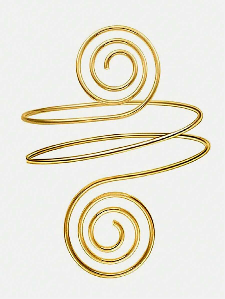 1PC Spiral Armband Swirl Upper Arm Cuff Armlet Bangle Bracelet Egyptian Costume Accessory For Women Gold Silver Color