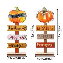 1/380 Sets Available, 2 Pcs/Set Welcome Autumn Thanksgiving Pumpkin Autumn Harvest Desktop Decoration Accessories Suitable For Autumn Farmhouse, Living Room, Bedroom Home Desktop Decoration