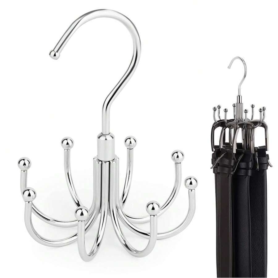 1pc Multi-Functional Rotating 8-Hook Rack 360° Hanger Hook For Belts, Bras, Vests, Ties, Scarves, Wallets, Hats, Etc.