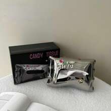 Une boîte à mouchoirs en céramique de style Ins, décorée de strass et de motifs candy. Boîte de rangement pour mouchoirs au design unique et travail tridimensionnel, décorative pour la maison