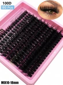 5 Caixas de Combinação de Cílios, Cílios Agrupados 80D+100D+120D+160D+200D Pretos Fofos Segmentados 10-18mm Comprimento Misto D/DD Curvatura DIY Maquiagem Diária Cílios Postiços, Agrupamentos de Cílios, Cílios Individuais, Cílios, Cílios Falsos