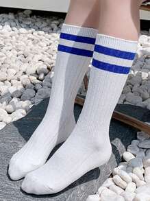 2 Pairs Of Children's Socks For All Seasons Ins Parallel Bar Calf Socks Versatile Student Socks Sports College Style Tube Socks Suitable For Daily Life