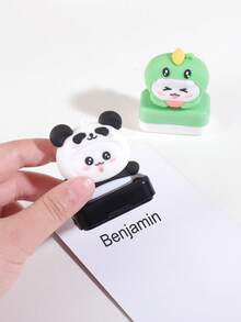 1 pieza de sello personalizado con forma de dibujo animado, un lindo sello de etiqueta personalizado para marcar y firmar artículos personales, personalizable con nombres, un regalo para amigos. - Multicolor - Ver 4