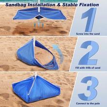 8FT Large Beach Umbrella With Level 7 Wind Resistance Sand Anchor Portable Outdoor Umbrella With UPF50+ UV Protection Tilt Sun Shelter For Beach Patio Yard - Blue - View 6