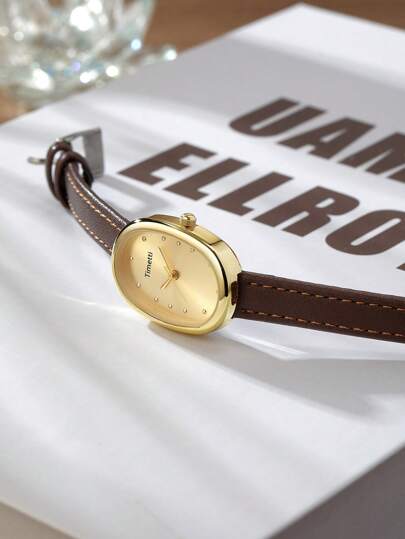 1pc Women's Vintage Leather Band Square Face Quartz Watch, Suitable For Everyday Wear