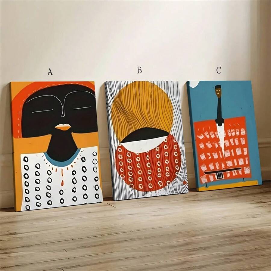 1pc/3pcs Set Modern Bohemian African Art Canvas Posters,Vibrant On Canvas Wall Arts,For Bedroom, Living Room, Hallway,Hotel, Apartment, Studio Wall Decoration,Ideal Summer Gift For Art Lovers And Boho Fashion Enthusiasts,NO Frame/Framed