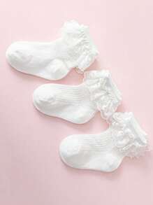 1/3/6 Pairs Of Girls' Spring And Summer White Princess Style Lace Mesh Breathable Lace Socks Suitable For Daily Life Or Gatherings