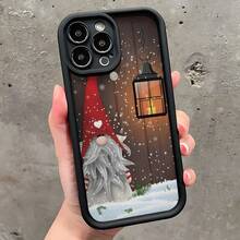Funda de teléfono a prueba de golpes con diseño navideño de nieve y ambiente pacífico, elegante y duradera de TPU negro, compatible con iPhone 11/12/13/14/15/16 Pro Plus Pro Max - Negro - Ver 2