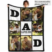 1pc Personalized Father's Day Blanket Gifts For Dad From Daughter Son Wife, Custom Blanket With Pictures Text, Birthday Gifts For Husband From Wife, Fathers Day Unique Gift For Father, Daddy, Husband, Men, Father's Day Gift For Dad,5 Sizes Available - 白色 - 查看 1