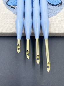 1 Set de Kit de Punch Needle de color azul claro DIY, 4 longitudes de aguja ajustables, agujas de acero inoxidable, grosor de 0.5cm/0.2 pulgada, herramientas de bordado y tejido para todo el año, adecuado para proyectos creativos de bordado - Azul - Ver 2