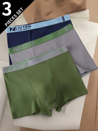 3 条男士休闲透气弹力平角内裤、运动短裤