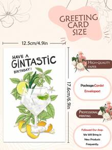 1 pièce Carte de vœux humoristique pour gin avec un design humoristique "Joyeux anniversaire", incluant une enveloppe. Une carte convenant à la famille, aux amis et aux collègues, un petit cadeau parfait.