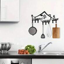 HELLOYOUNG 1 Stück Schlüsselboard "Home Sweet Home", schwarze Metall Schlüsselhalter Wandhalterung Organizer Ständer mit 8 Haken, Wanddekoration für Büro, Küche, Schlafzimmer, Durchgang und Flur, passend für moderne Wohndekoration
