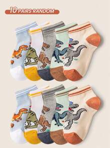 30/20/10/5/1 Par de Meias Infantis com Desenho de Animais Cartoon, Meias Esportivas Padrão Dinossauro, Meias Respiráveis e Absorventes de Suor para Meninas, Meias Esportivas de Desenhos Animados para Meninos, Primavera/Verão, Adequado para Uso Interno, Externo, Volta às Aulas, Todas as Estações, Entrega de Cor e Estilo Aleatórios