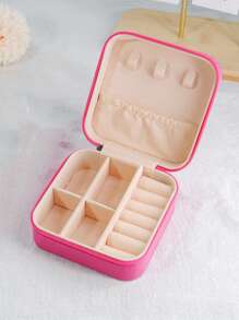 1pc Portable Jewelry Case Small Jewelry Boxes For Women Simple Home Jewelry Organizer Travel Organizer Fine Mini Storage Box For Earrings Jewelry Zipper Case For Earrings Rings Necklaces Bracelets Portable Makeup Bag Cute Cosmetic Bag Back To School Essential Unforgettable Holiday Gifts Bridesmaid Gifts And Travel Essentials Double-Layer Portable Mini Display Storage Case Mother's Day