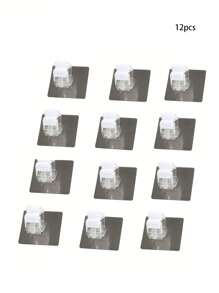 12pcs/4pcs/2pcs/1pc White Wall Mounted Strong Hook Clips, Mop Clip Storage Clips For Bathroom And Kitchen Storage