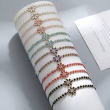 12 Stücke einstellbare, bunte Blumen-Perlen-Armbänder, modischer, boho Strand-Stil Harz-Armbänder Schmuck für Frauen & Mädchen, geeignet für den täglichen Gebrauch, Reisen, Radfahren, Fotografie, Partys, als Geschenk zu Thanksgiving, Valentinstag, Abschluss, Muttertag