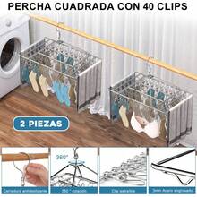 Perchero Portátil de Metal con 80 Pinzas y Ganchos Rotativos - 1 - Ver 3