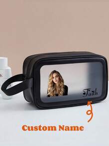 1pc Personalized Customized Name, Picture, Logo Unisex Toiletry Bag, Travel Accessories, Cosmetic Organizer Bag, Beach Bag, Birthday Gift, Bridesmaid Gift, Proposal, Her Birthday Gift, Wedding Gift, Convenient Shoulder Bag For Girlfriend, Family, Friend, Kids, Anniversary, Pink Girl, Christmas, Holiday, School, Outdoor/Picnic/Travel/Hiking/Sports/Climbing