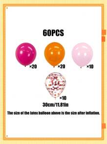 60pcs 12 Inch Rose Red,Light Pink,Orange Latex Balloons Set, 12 Inch Pink,Orange Glitter Transparent Latex Balloons Suitable For Birthday Party, Wedding, Anniversary Decoration