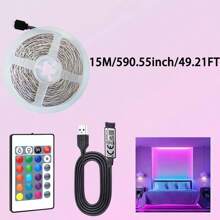 Striscia luminosa LED RGB 1M - 40M, alimentata tramite USB, viene fornita con telecomando a 24 pulsanti e controllo tramite app, illuminazione multicolore, ottima per la creazione di atmosfera nella camera da letto e per feste in casa