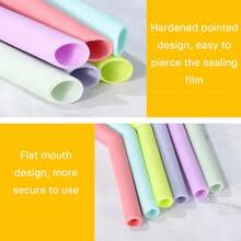 4-Color Silicone Straw Set, Reusable Silicone Straws, Flexible Silicone Straws Without BPA, Portable - Nhiều màu - Xem 11