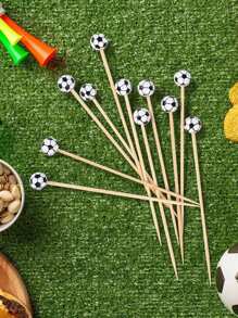50 pièces Cure-dents de football, piques à cocktail en bambou pour les apéritifs, la garniture des desserts, des fruits, des charcuteries, des sandwichs et des hamburgers. Brochettes décoratives pour mariage, fête et fournitures scolaires.
