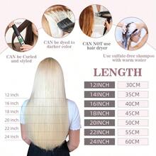 20pcs/Pack Remy Human Hair Extensions, Invisible Tape-In, Straight, Suitable For All - S613 - View 9