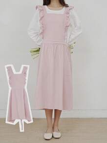 1 Pieza Delantal, Estilo Vintage Talla Grande para Mujer con Volantes, 2 Bolsillos, Ajustable con Cordones Plisados y Encaje, Adecuado para Limpieza del Hogar/Cocina/Actividades al Aire Libre/Restaurante, Cafetería, Floristería, Estudio de Arte, Salón de Belleza y Otros Lugares de Trabajo