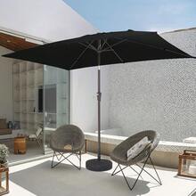 6.5x10 Ft Rectangular Patio Umbrellas Outdoor Market Umbrella With Push Button Tilt And Crank, Rectangle Table Umbrella 6 Sturdy Ribs UV Protection For Pool Garden Backyard Deck, Red - Black - View 5