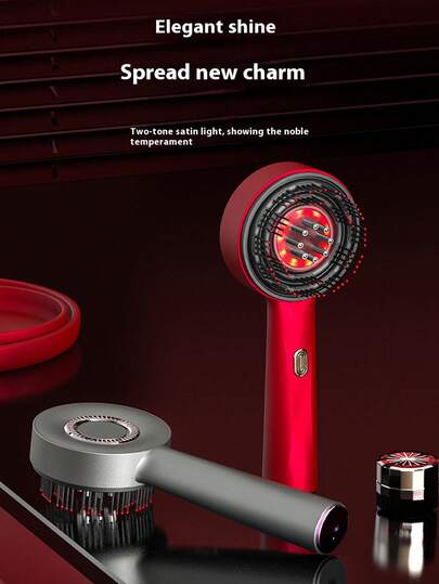 1 件多功能按摩梳，电动按摩刷，家用头皮刺激器，红光防脱发护发刷 - USB 可充电 1400mAh 锂电池，深层头皮按摩，3 种模式，个人护理设备，送给爱人、生日、节日的礼物