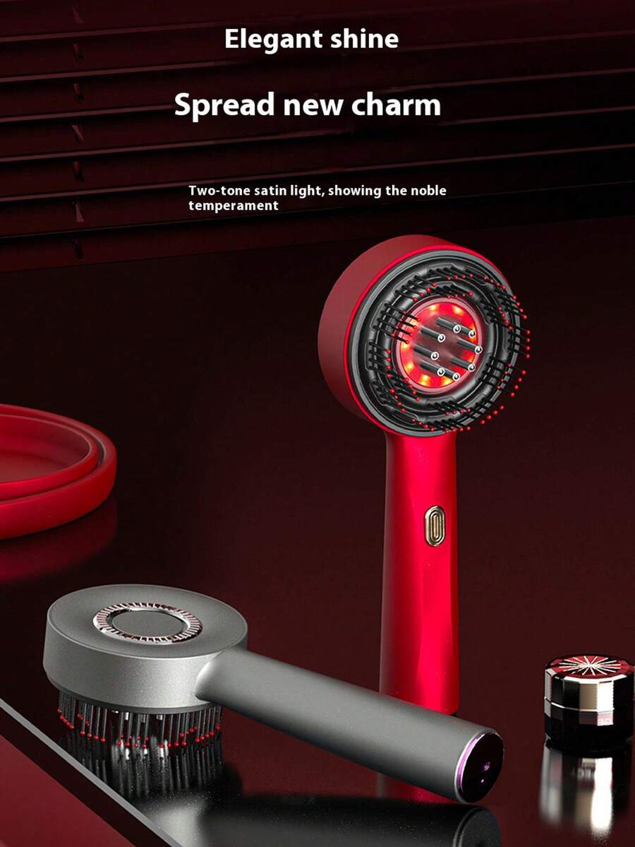1 件多功能按摩梳，电动按摩刷，家用头皮刺激器，红光防脱发护发刷 - USB 可充电 1400mAh 锂电池，深层头皮按摩，3 种模式，个人护理设备，送给爱人、生日、节日的礼物