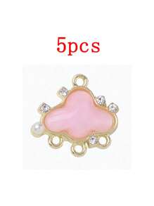 Set de 5 piezas de accesorios de estilo coreano con encantos de nube dulce y concha, material de aleación para manualidades de joyería, aretes, pulseras, collares, decoraciones para uso diario de mujeres