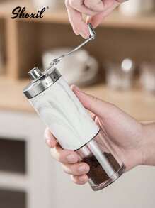 shoxil 咖啡套装、02号手冲咖啡壶套装、滴滤咖啡礼品套装、旅行咖啡配件工具、咖啡壶和温度计、带陶瓷滴滤器的玻璃咖啡壶、手动咖啡研磨机、咖啡勺、咖啡秤、咖啡研磨机清洁刷、100张咖啡滤纸