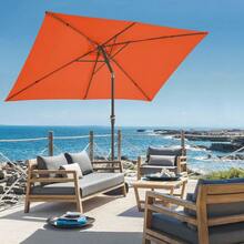 6.5x10 Ft Rectangular Patio Umbrellas Outdoor Market Umbrella With Push Button Tilt And Crank, Rectangle Table Umbrella 6 Sturdy Ribs UV Protection For Pool Garden Backyard Deck, Red - Orange - View 3