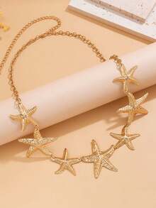 1 件优雅迷人的波西米亚海星时尚腰链，夏季银金首饰，性感身体链比基尼腰带，海滩度假