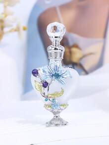 Enamel Peach Heart Bottle 10ml Beautiful Vintage Orchid Pattern Decorative Perfume Bottle, Refillable Perfume Container Bottle, Holiday Travel Perfume And Essential Oil Dropper Bottle, Perfect Gift For A Lady (No Perfume, Empty Bottle Only) - Multicolor - View 6