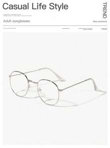 1pc Women's Light Round Full-Rim Flat Glasses In Bohemian Style, Stylish For Outfits, Suitable For Spring, Great Gift